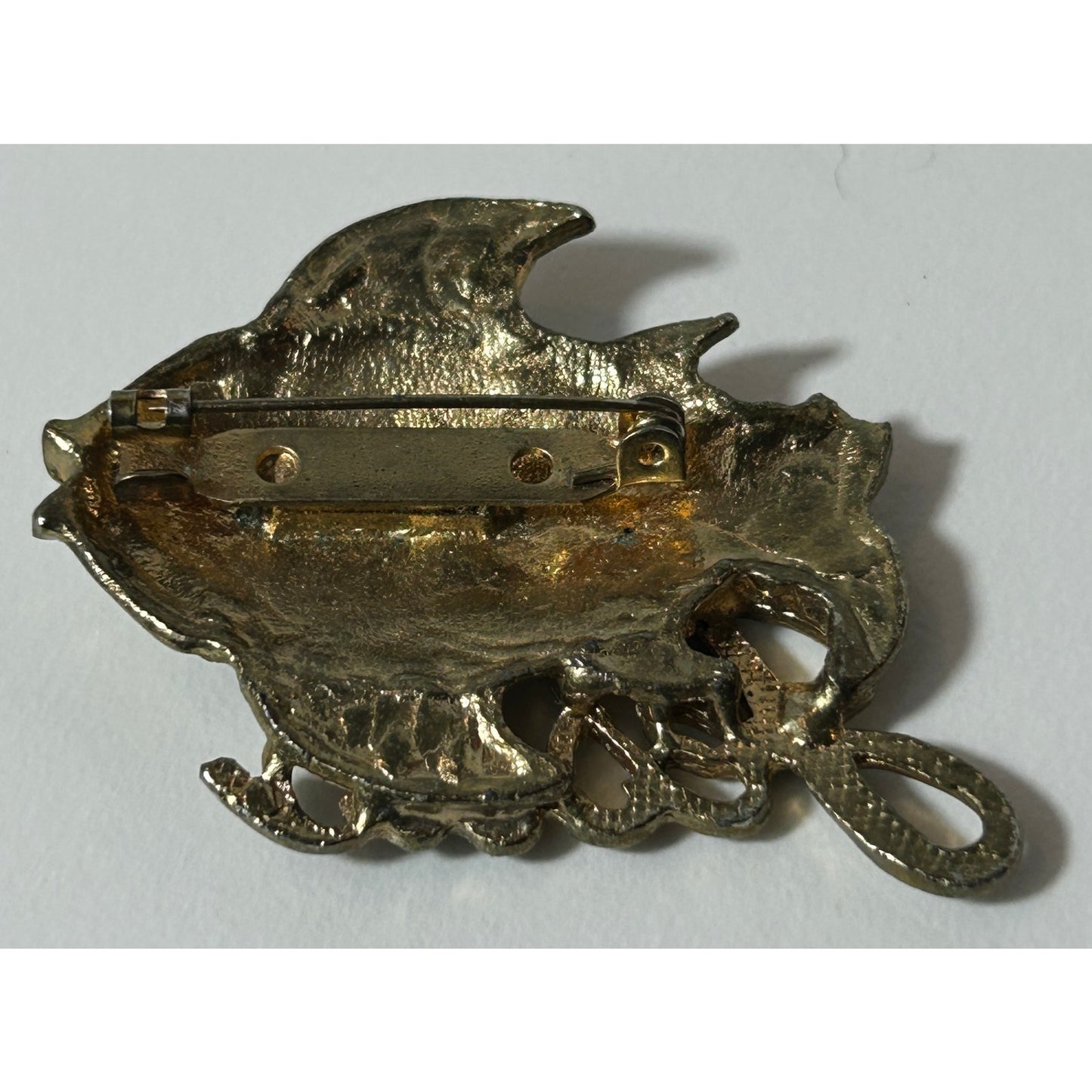 Vintage Gold Tone Jesus Fish Brooch Pin 2.25″ x 1.5″ Christian Statement Jewelry