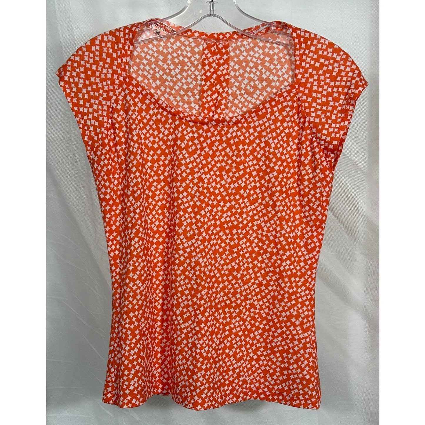 Handmade Orange White Geo Print Top & Skirt Set – Sleeveless, Flowy | Small