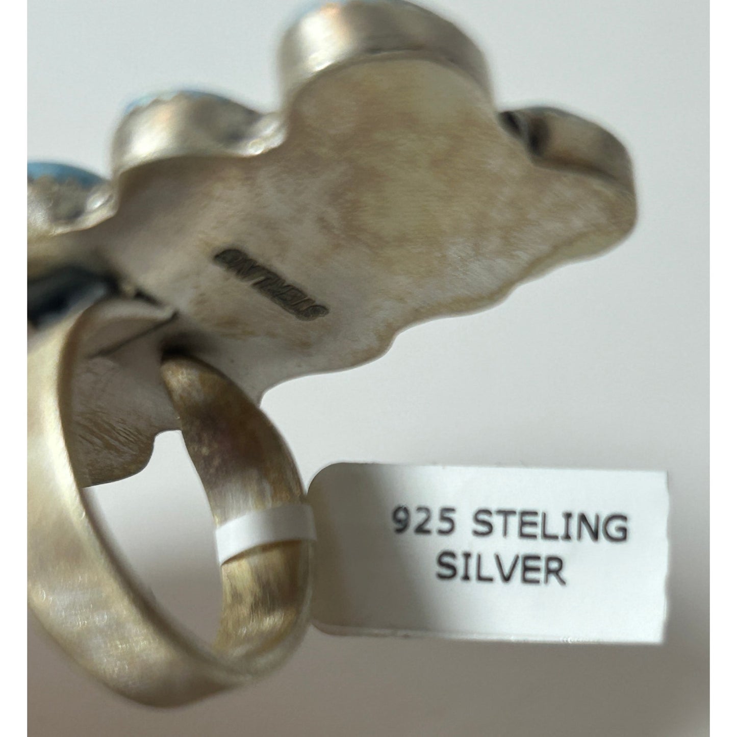Sterling Silver 11‑Stone Turquoise Cluster Statement Ring 2" Wide - NWT