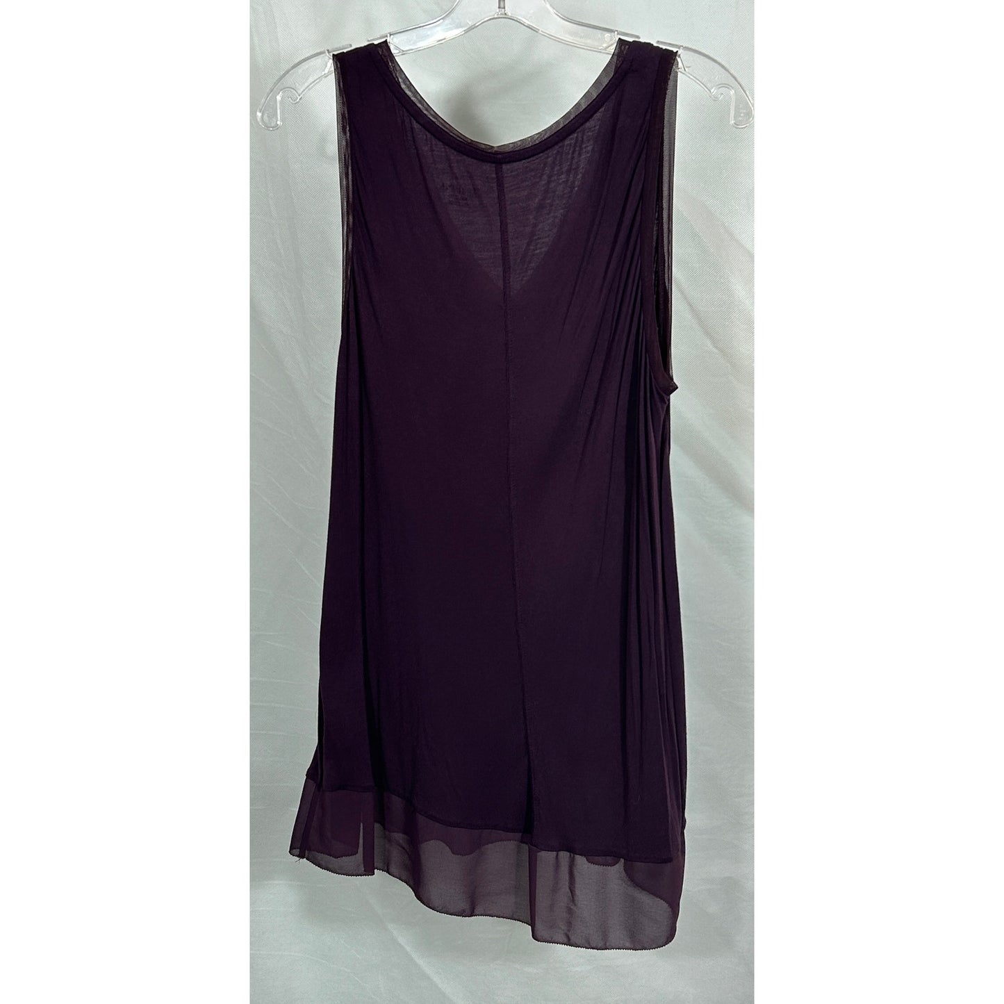 Merona Purple Sleeveless V-Neck Tank Top XXL Sheer Hem Detail