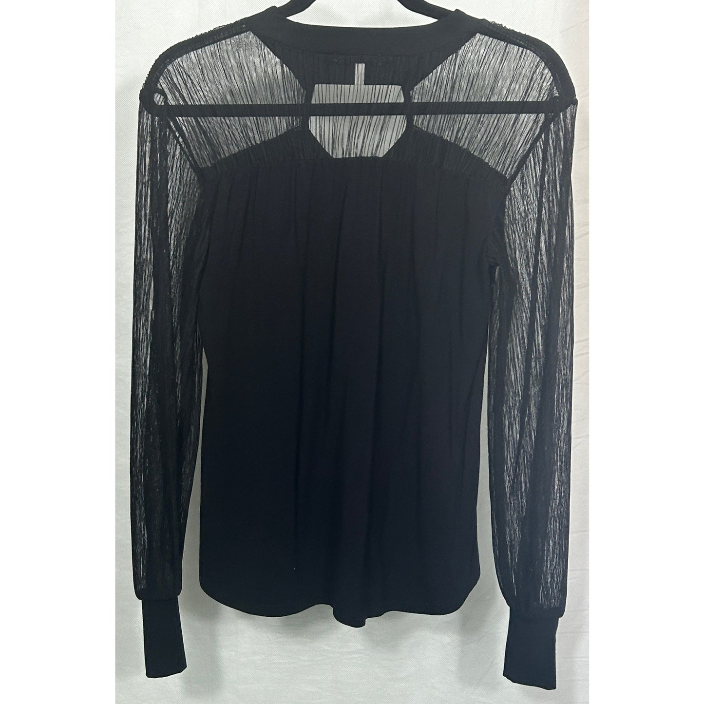Maurices Black Sheer Mesh Sleeve Blouse Women’s Small Long Sleeve Top