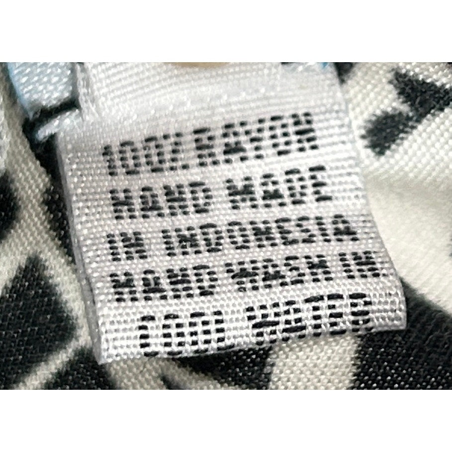 Blue Water Black White Abstract Print Rayon Top Small Handmade Indonesia