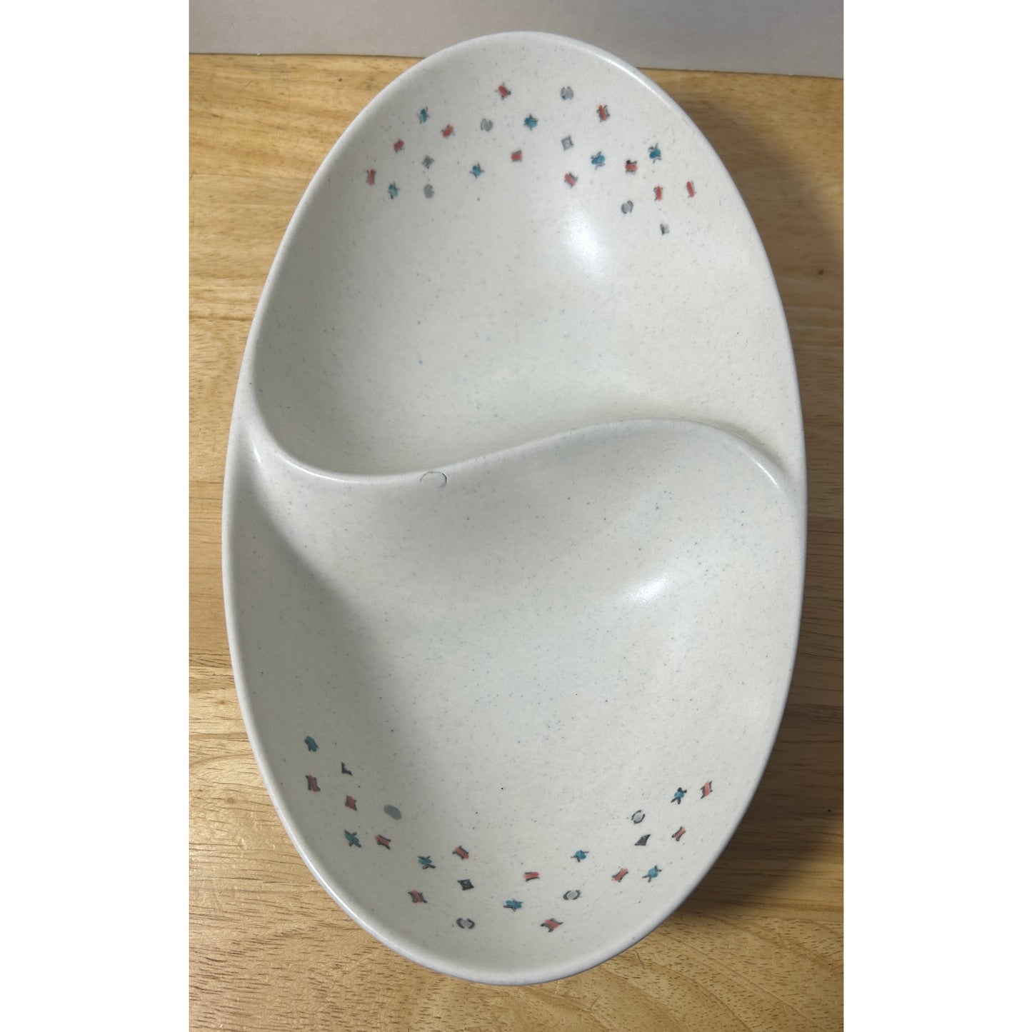 Metlox Poppytrail Confetti Speckled Divided Serving Dish – 11.5" Oval Bowl