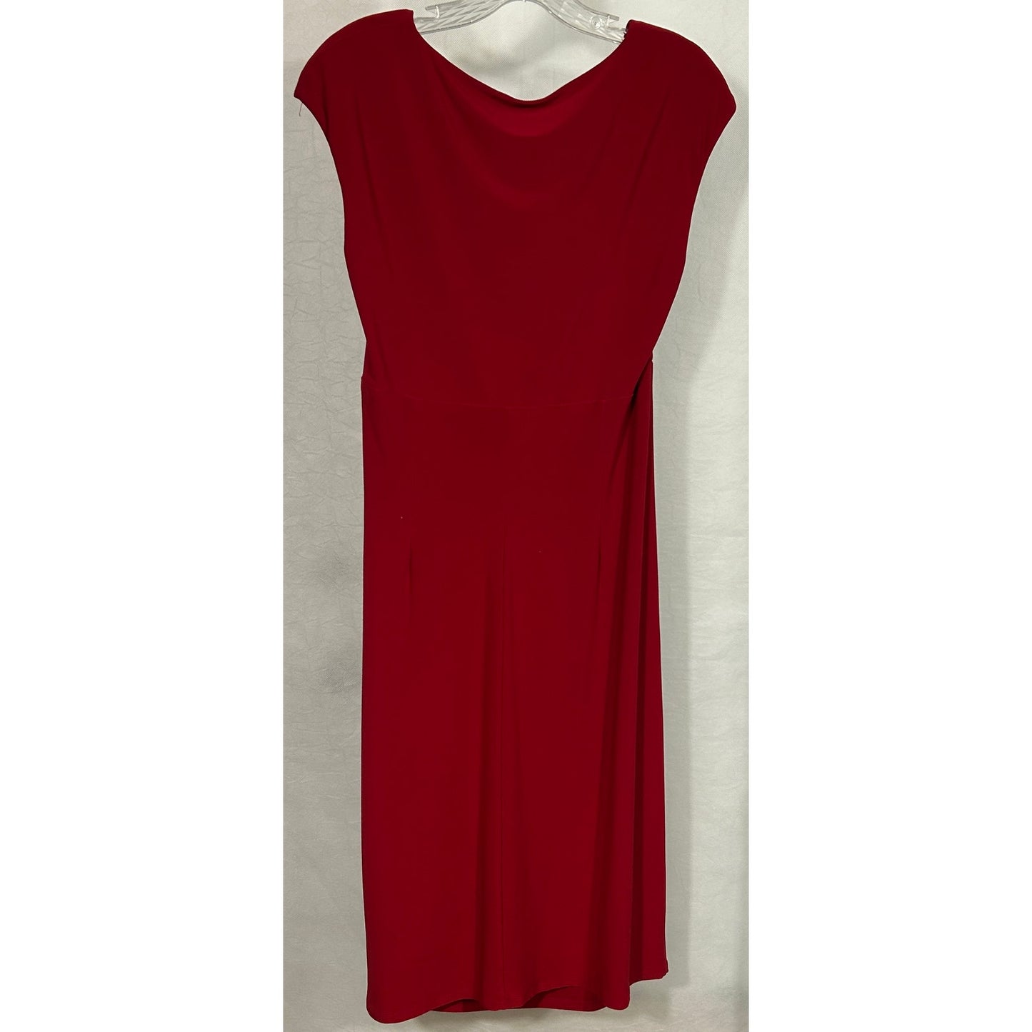 Lauren Ralph Lauren Red Draped Jersey Dress Size 12 Sleeveless Midi Ruched