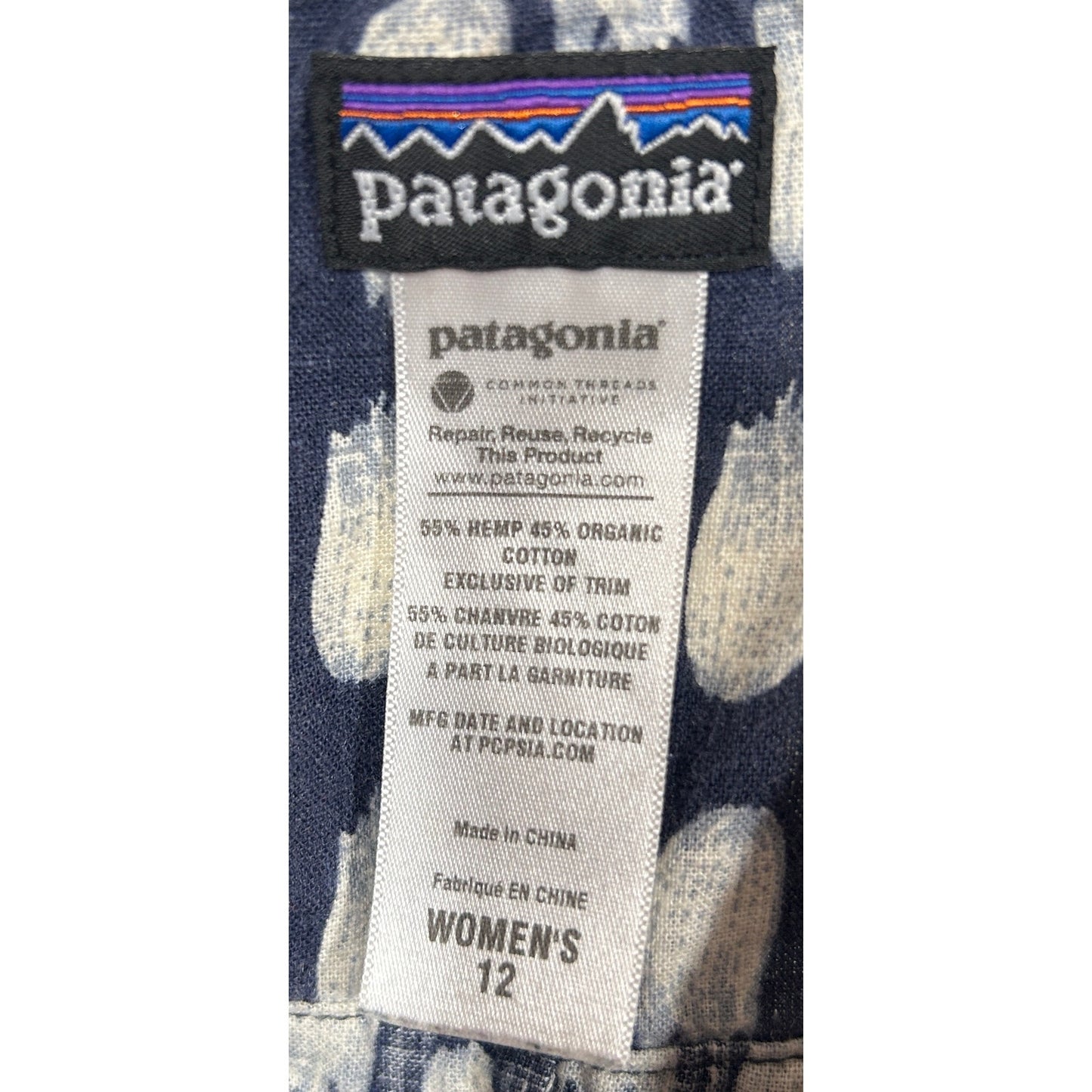 Patagonia Women’s 12 Navy Polka Dot Hemp Cotton Tank Top Adjustable Straps