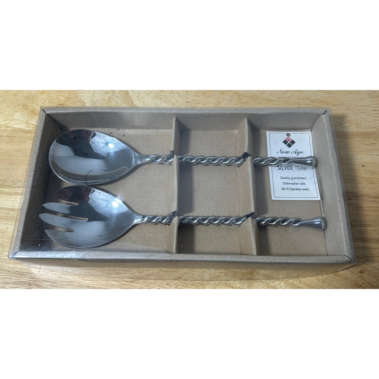 New Age by Eetrite Stainless Steel Salad Serving Set with Twisted Handle
