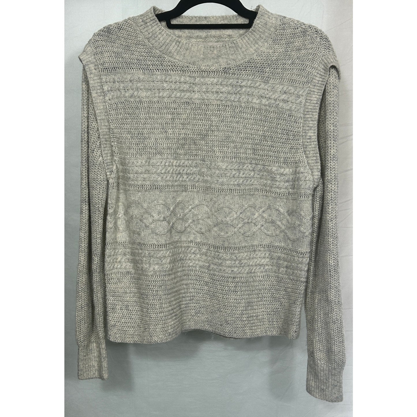 LOFT Women’s Gray Textured Knit Sweater Size Small Cotton Blend Long Sleeve