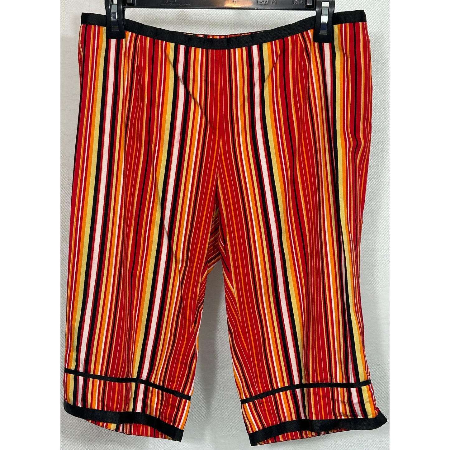 Willi Smith Striped Cotton Blend Bermuda Shorts Size 6 Red Yellow Black