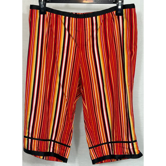 Willi Smith Striped Cotton Blend Bermuda Shorts Size 6 Red Yellow Black