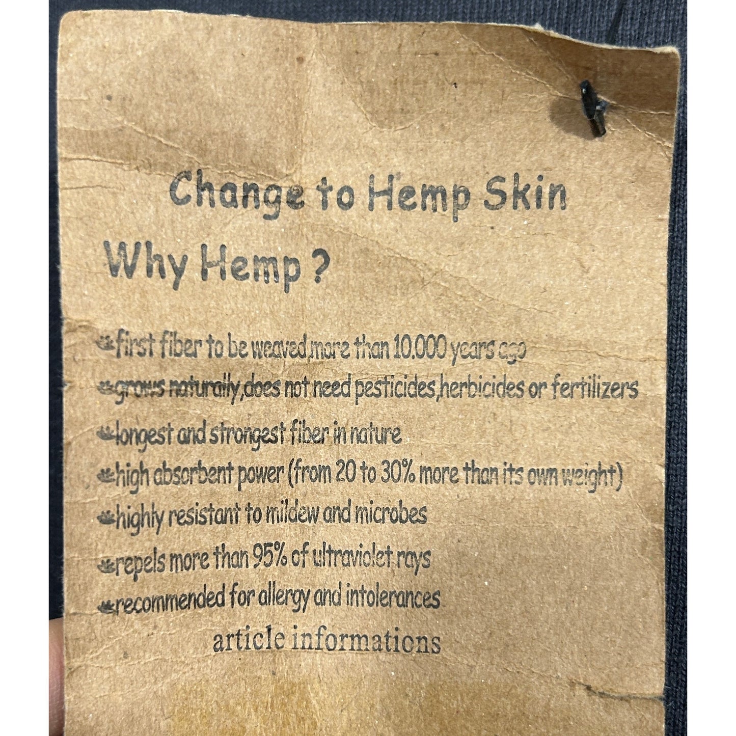 Hempower Italy Black Long Sleeve Shirt Hemp Organic Cotton Blend M