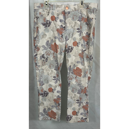 Vintage America Fab Sculpt Floral Crop Jeans Size 16 Butter Cream