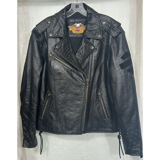 Harley-Davidson Women’s Studded Black Leather Motorcycle Jacket L