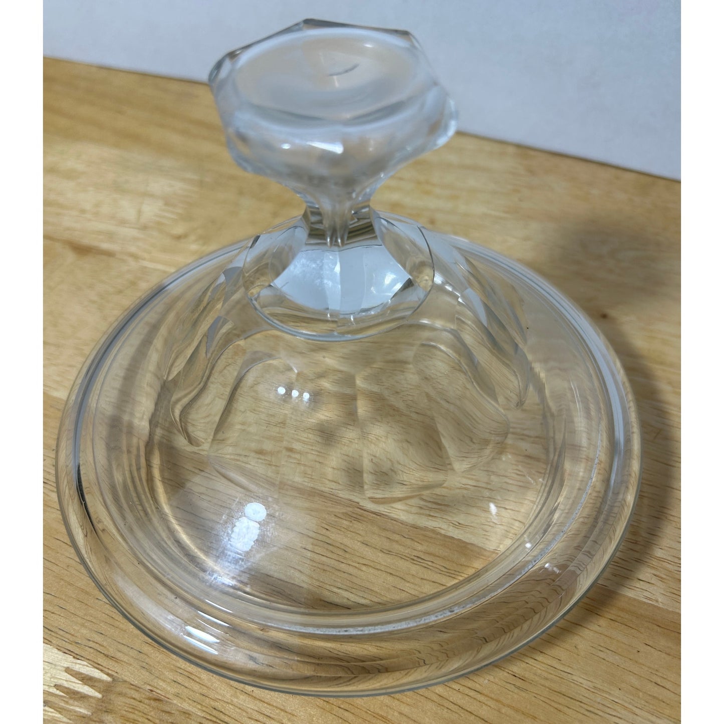 Clear Pressed Glass Covered Pedestal Compote Dish Lidded Candy Jar 10″ Tall