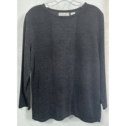 Carolyn Taylor Leisure Women’s Dark Gray Long Sleeve Ribbed Knit Top Size S