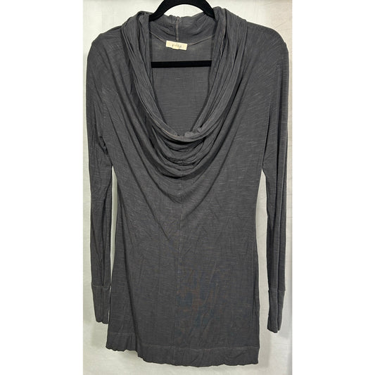 ecoSkin Women’s Small Long-Sleeve Draped Cowl Neck Tunic Gray - Hemp, USA Made