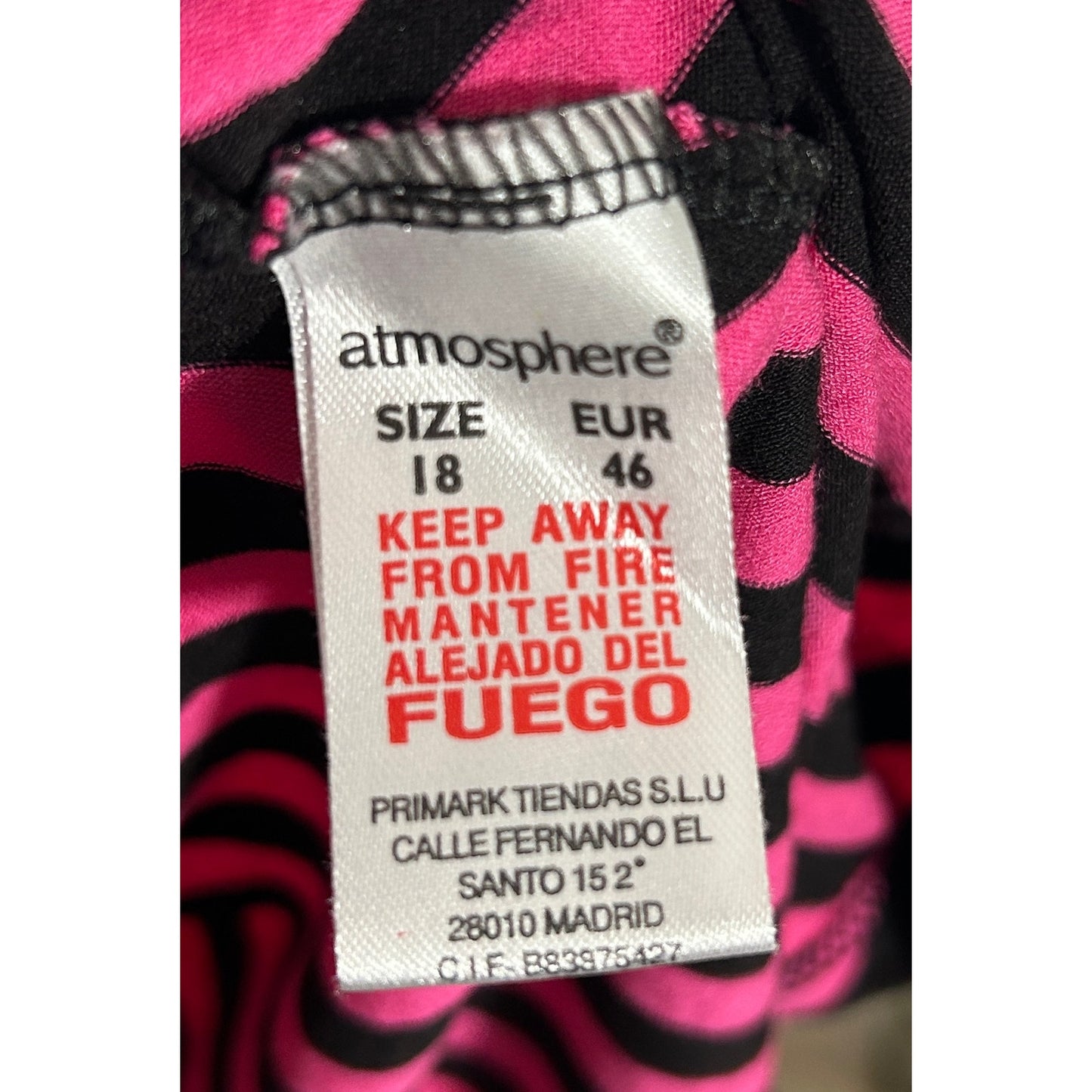 Atmosphere Pink Black Striped Camisole Dress Size 18 Sleeveless Flowy