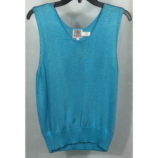 FIA Italia Turquoise Sleeveless Knit Sweater Vest Size L Handloomed Taiwan