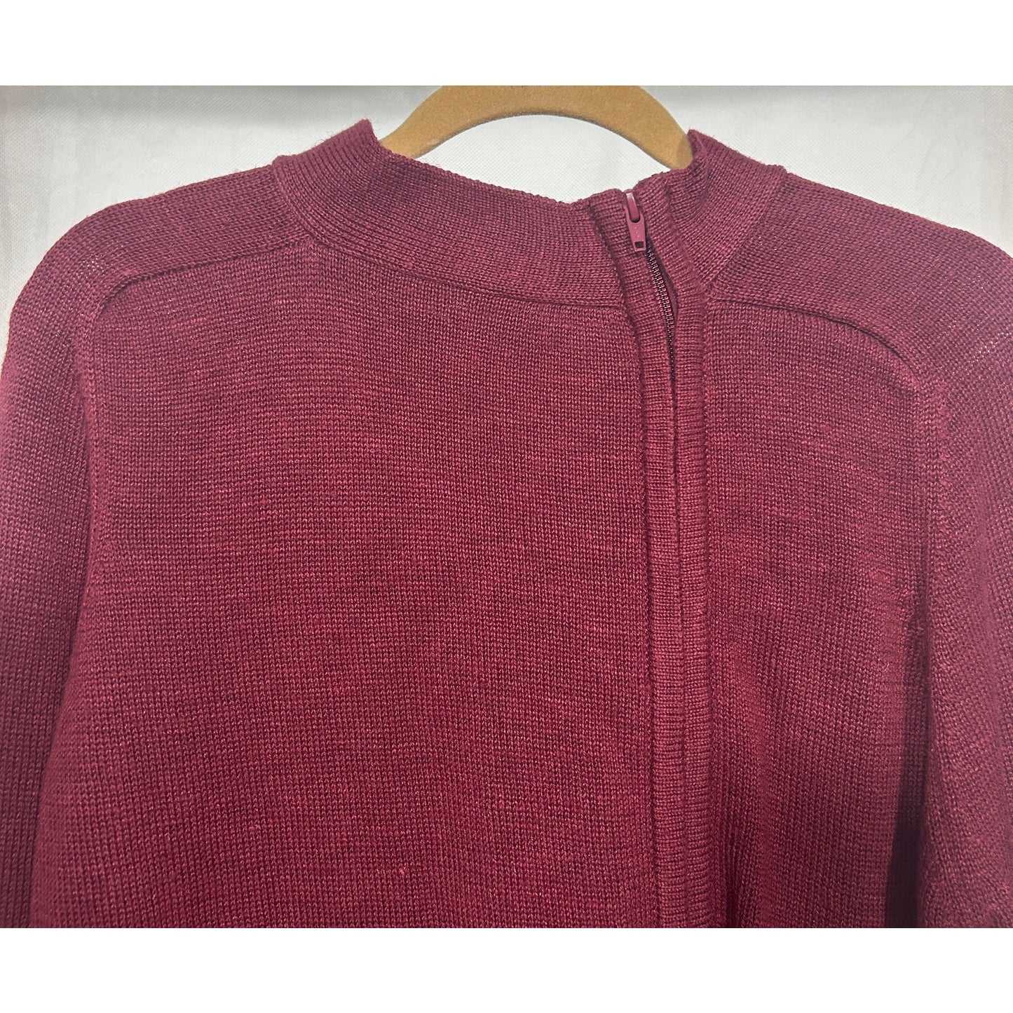 Of the Earth Hemp Wool Burgundy Asymmetrical Zip Sweater Jacket Size L