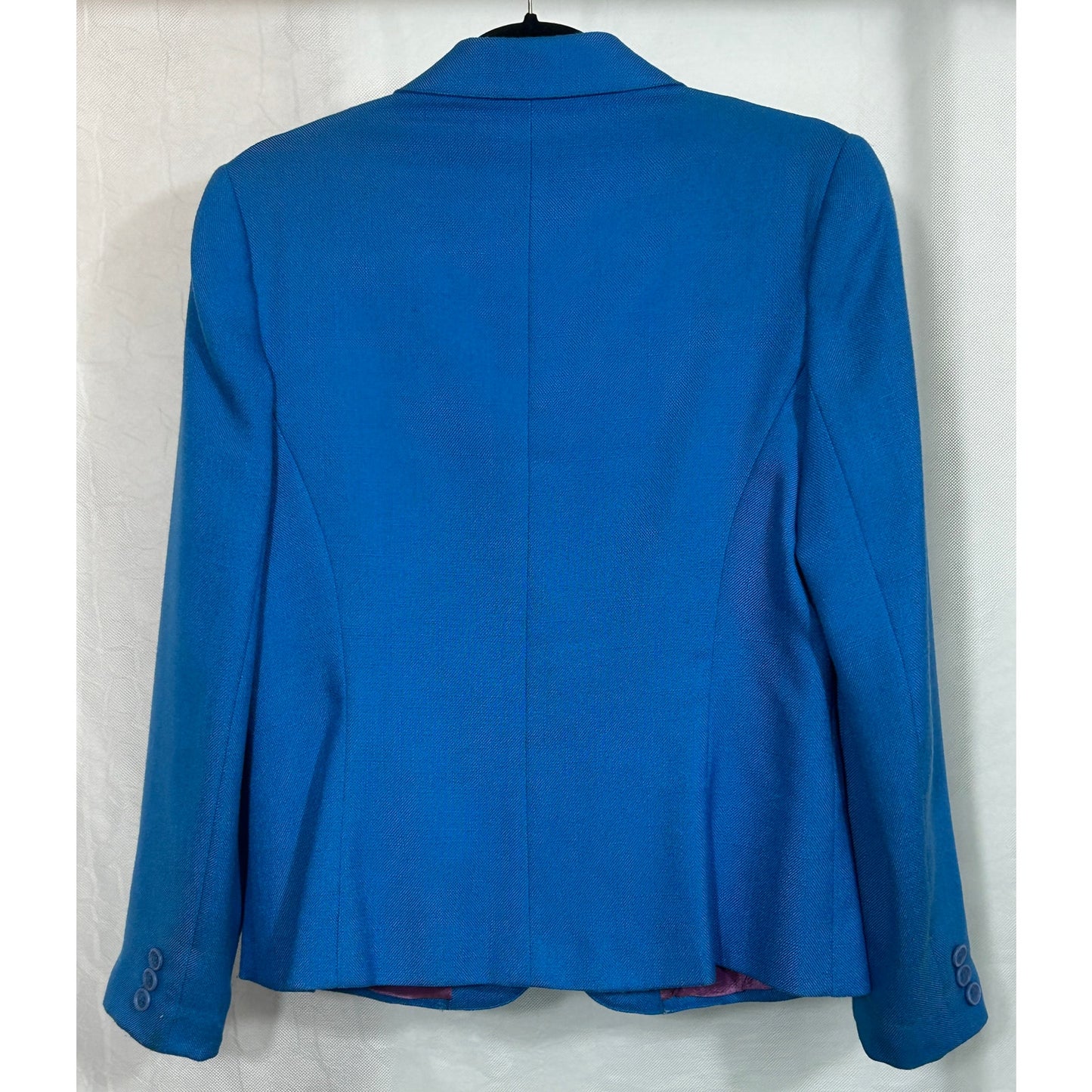 Vintage Blue Blazer With Purple Satin Lining Women’s Jacket Size Small