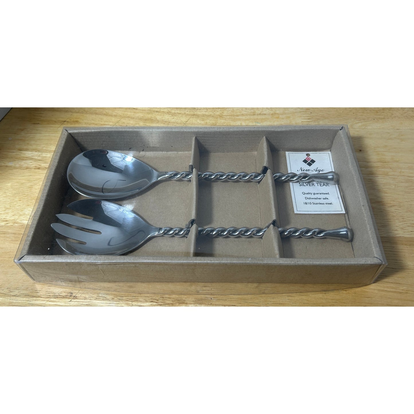 New Age by Eetrite Stainless Steel Salad Serving Set with Twisted Handle