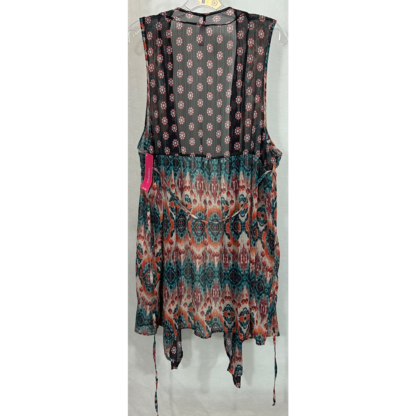 Xhilaration Sheer Multicolor Boho Print Sleeveless Vest XXL