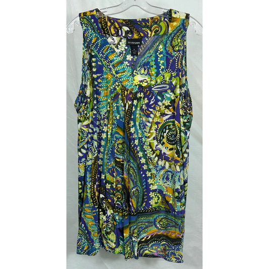 Lane Bryant Size 18 Multicolor Paisley Print Sleeveless Rayon Tunic Top