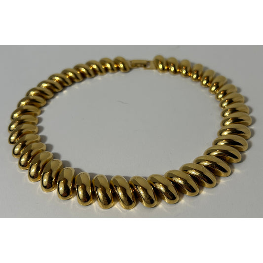 Vintage Napier Gold Tone Statement Necklace Pat. 4170189, 15.5"