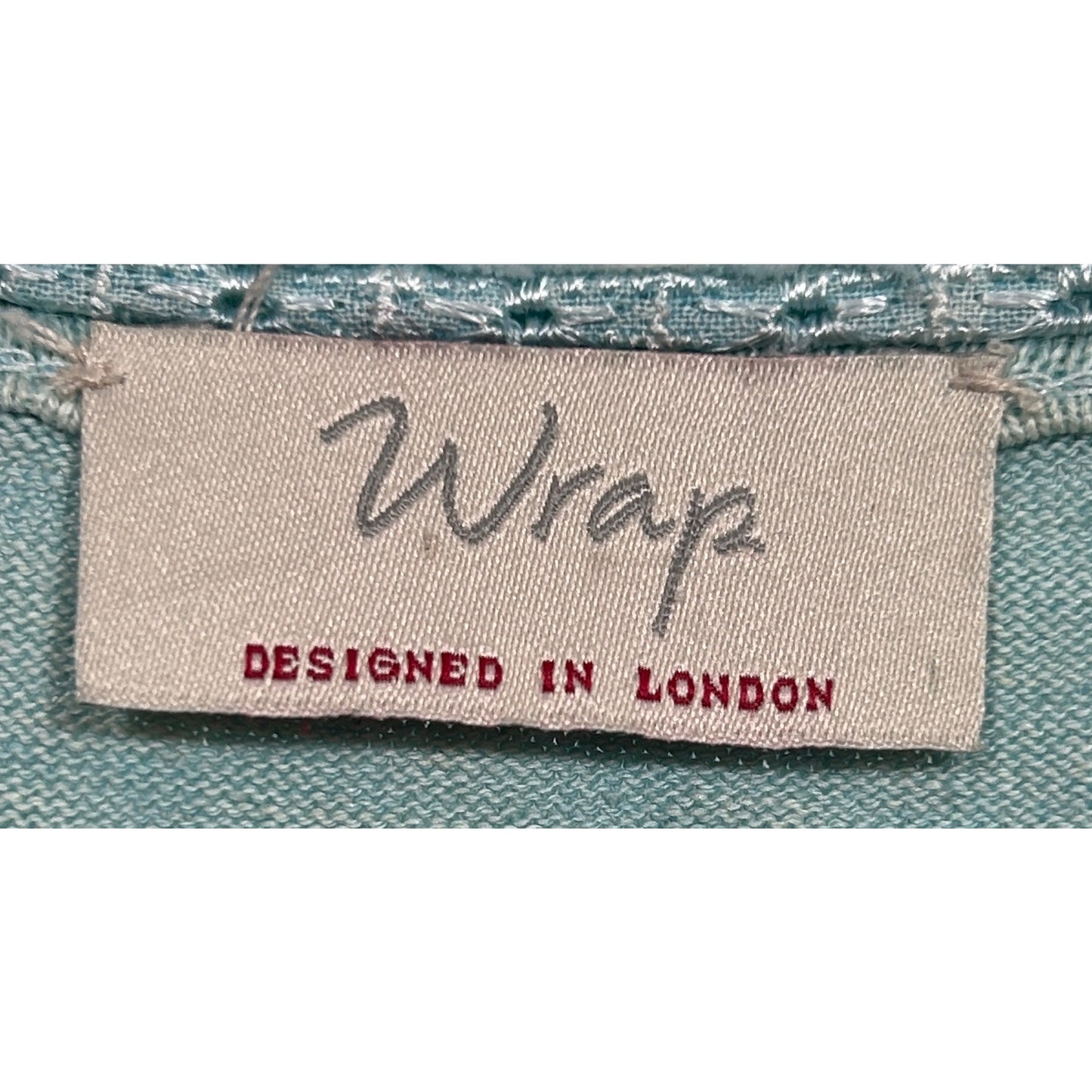 Wrap London Blue Hemp Cotton 3/4 Sleeve Top UK 10 US 6 Casual Pullover